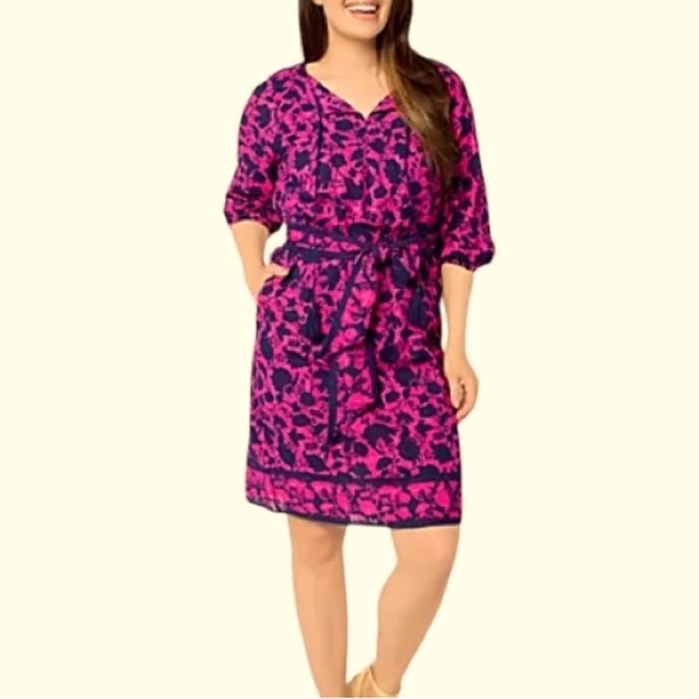 Cotton Purple/Navy Floral Dress l WOMENS Med Machine wash lined Dress